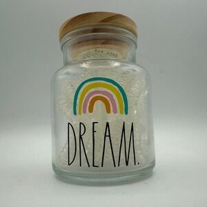 Rae Dunn Dream Rainbow Glass Jar Hair‎ Ties Organizer Decor Container